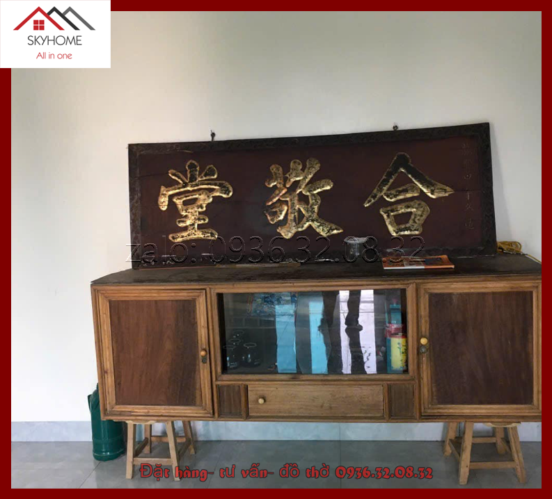 Hoành phi phòng thờ 3 chữ Hợp- Kính- Đường